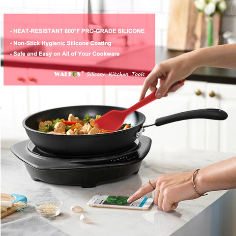 Image of WALFOS food grade Non Stick butter cooking silicone spatula set cookie pastry scraper cake baking spatula silicone spatula