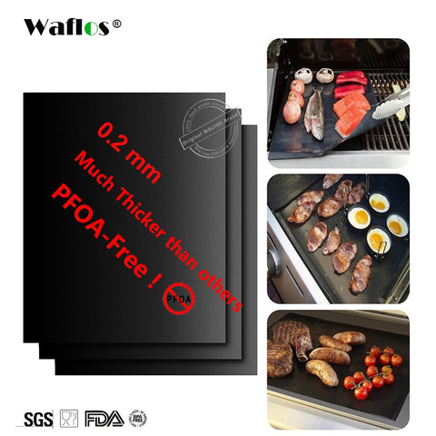 Image of FREE GIFT ! Extra thick 0.2mm heat resistant teflon baking mat BBQ Grill Mat