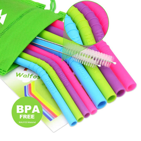 Image of Reusable Silicone Smoothie drink Straws