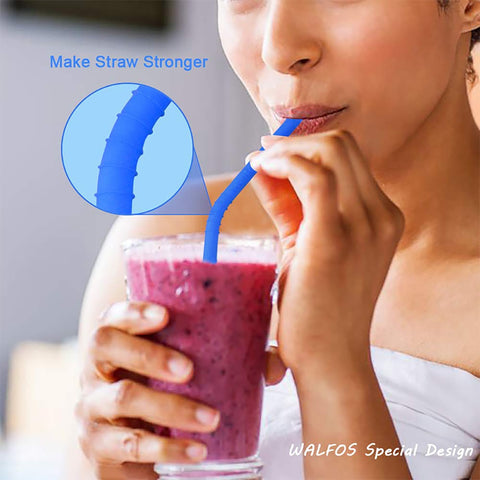 Image of Reusable Silicone Smoothie drink Straws