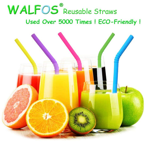 Image of Reusable Silicone Smoothie drink Straws